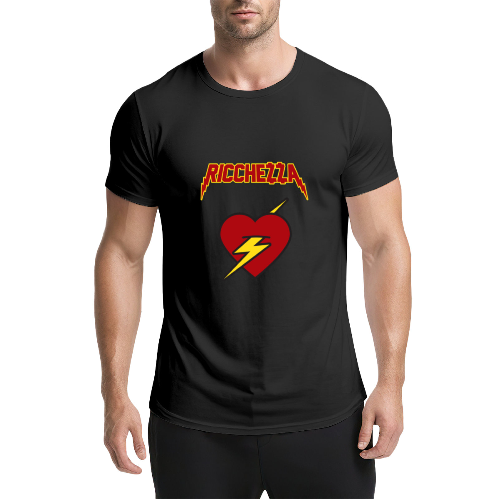 Ricchezza Lightning Bolt Red Heart Pink Tee