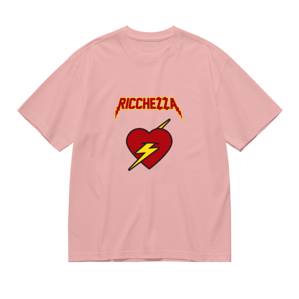 Ricchezza Lightning Bolt Red Heart Pink Tee