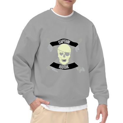 Captain Hook Skull Crossed Hooks Crewneck Sweatshirt, Vintage Pirate Graphic Pullover, Halloween Gift