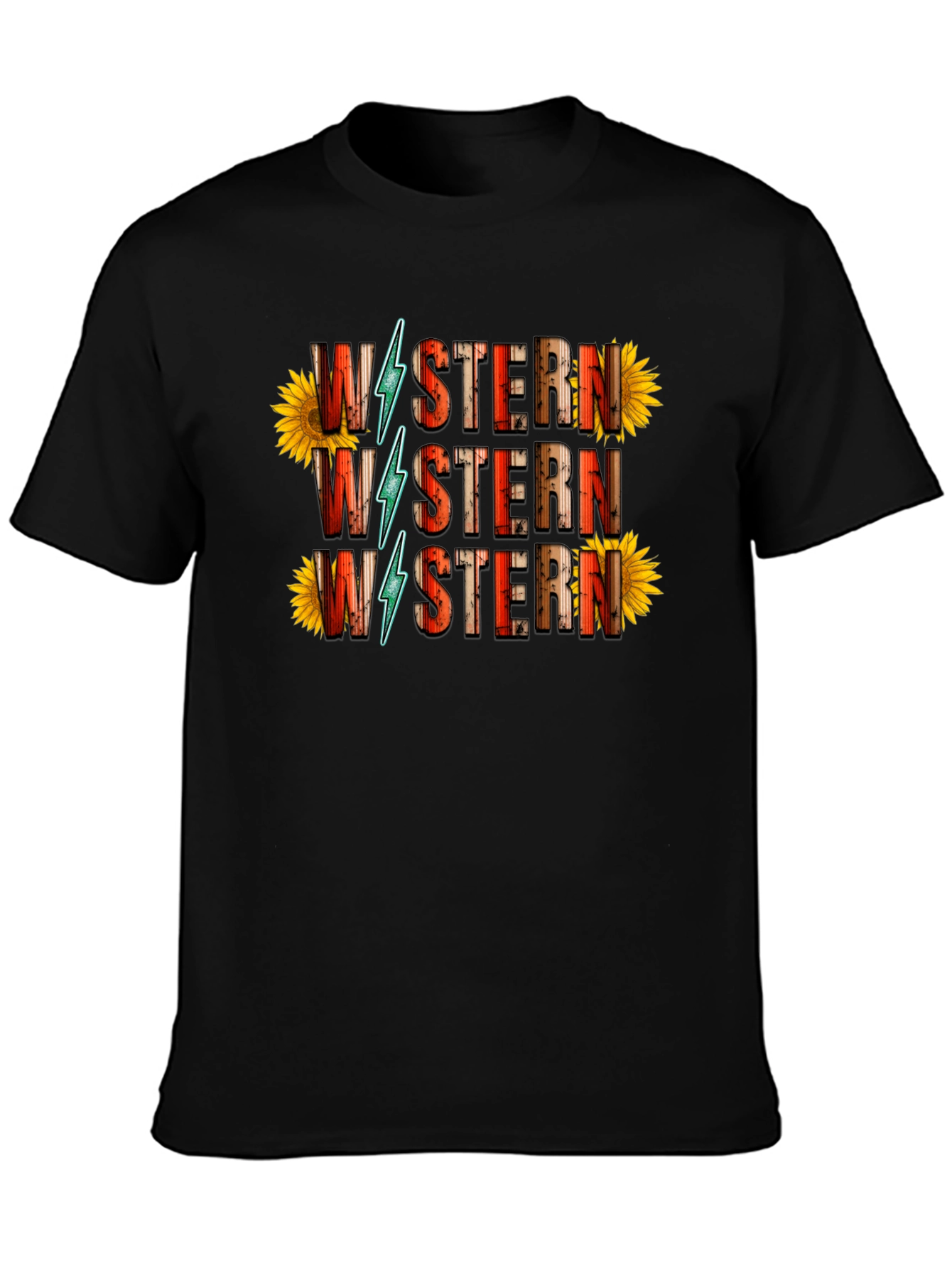 Western Sunflower Graphic Tee - Black