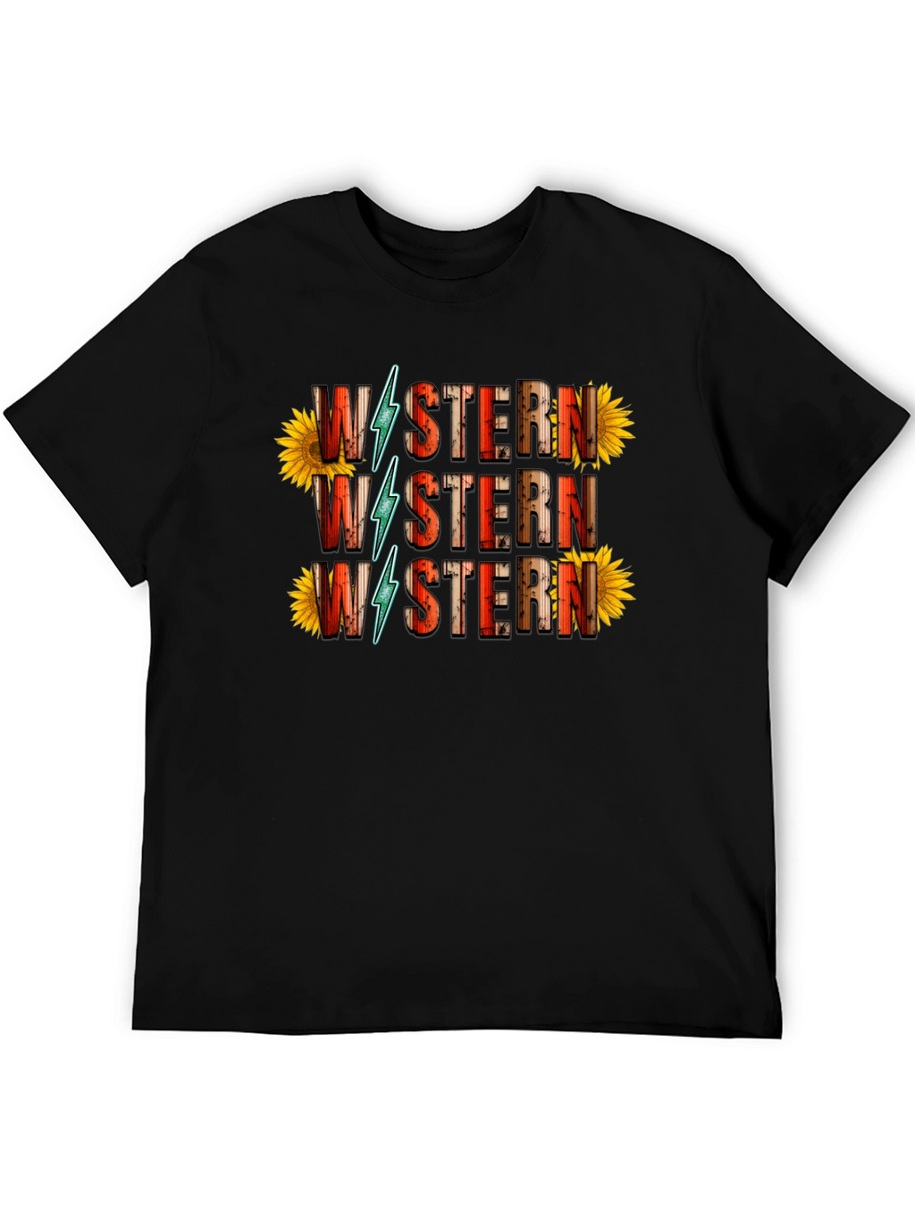 Western Sunflower Graphic Tee - Black