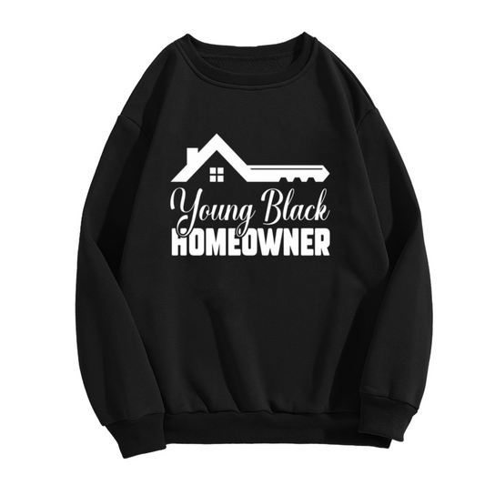 Young Black Homeowner House Key Graphic Crewneck Sweatshirt | Milestone Homeownership Pride Pullover, New Home Gift