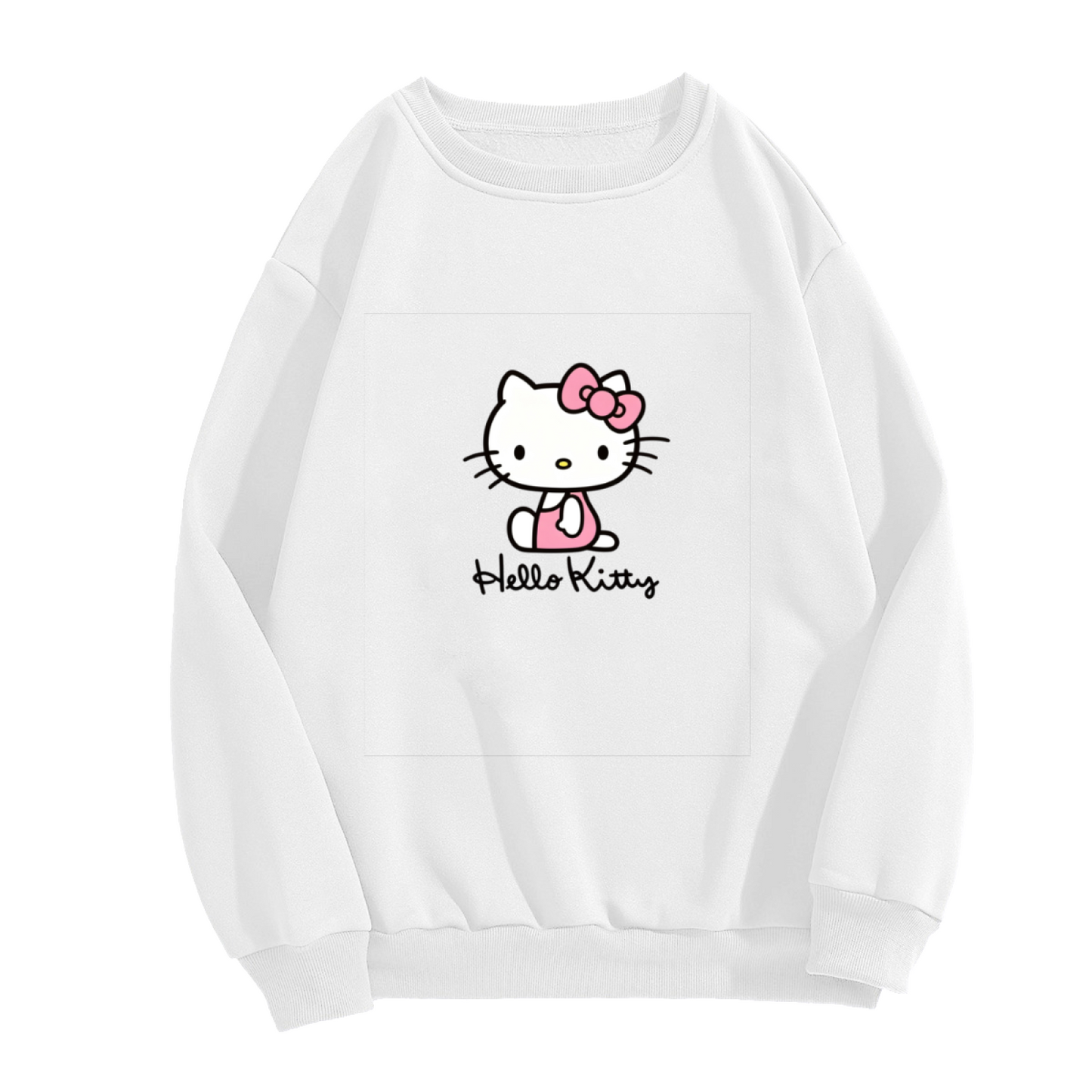 Cute Casual Hello Kitty Letter Graphic Crewneck Sweatshirt