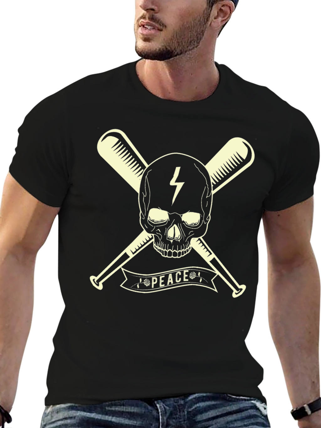 Skull & Bats Peace Graphic T-Shirt