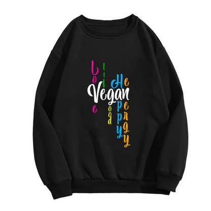 Vegan Colorful Lettering Sweatshirt | Hand-Lettered Rainbow Logo Crewneck, Plant Based Pullover Top, Vegan Gift for Women Men