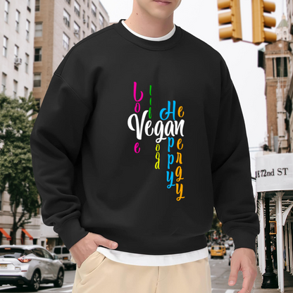 Vegan Colorful Lettering Sweatshirt | Hand-Lettered Rainbow Logo Crewneck, Plant Based Pullover Top, Vegan Gift for Women Men