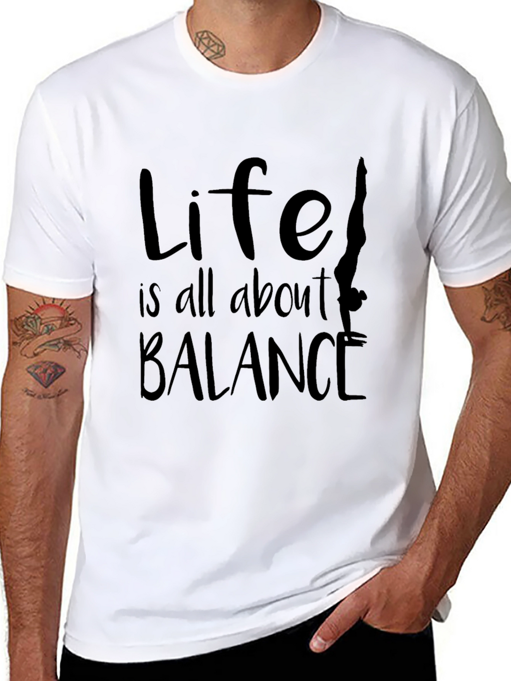 Life Balance Graphic Tee - Black Cotton Blend