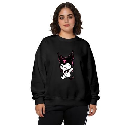 Playful Wink Kuromi Cool Girl Graphic Crewneck Sweatshirt