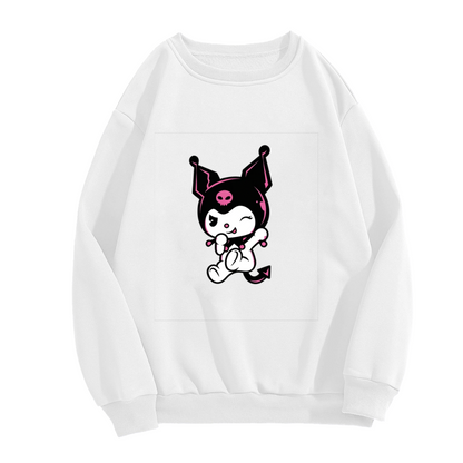 Playful Wink Kuromi Cool Girl Graphic Crewneck Sweatshirt