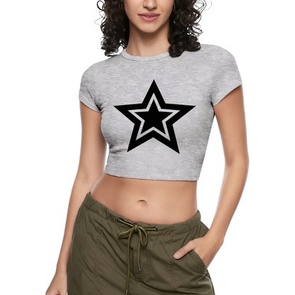 Double Layer Black Star Gothic Minimalist Cropped Tee