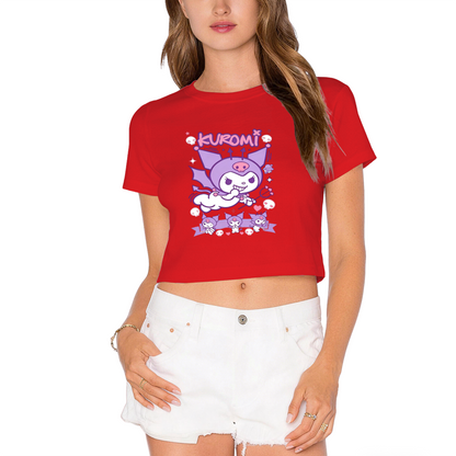 Bold Graffiti Kuromi White Cropped T?Shirt