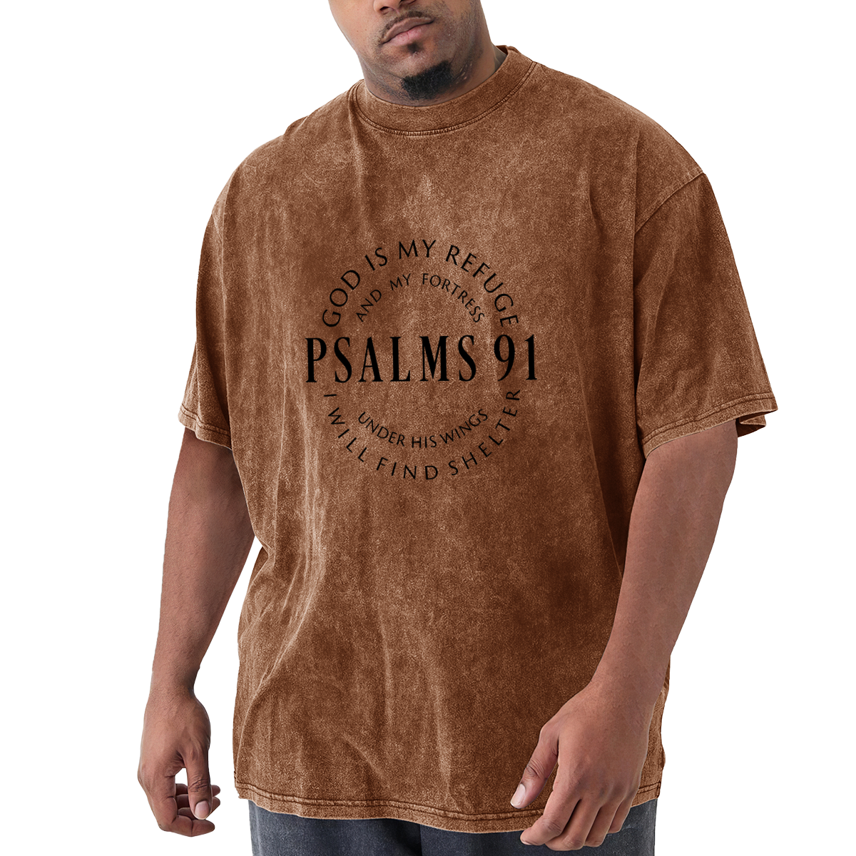 Psalms 91 Black Circular Text Print