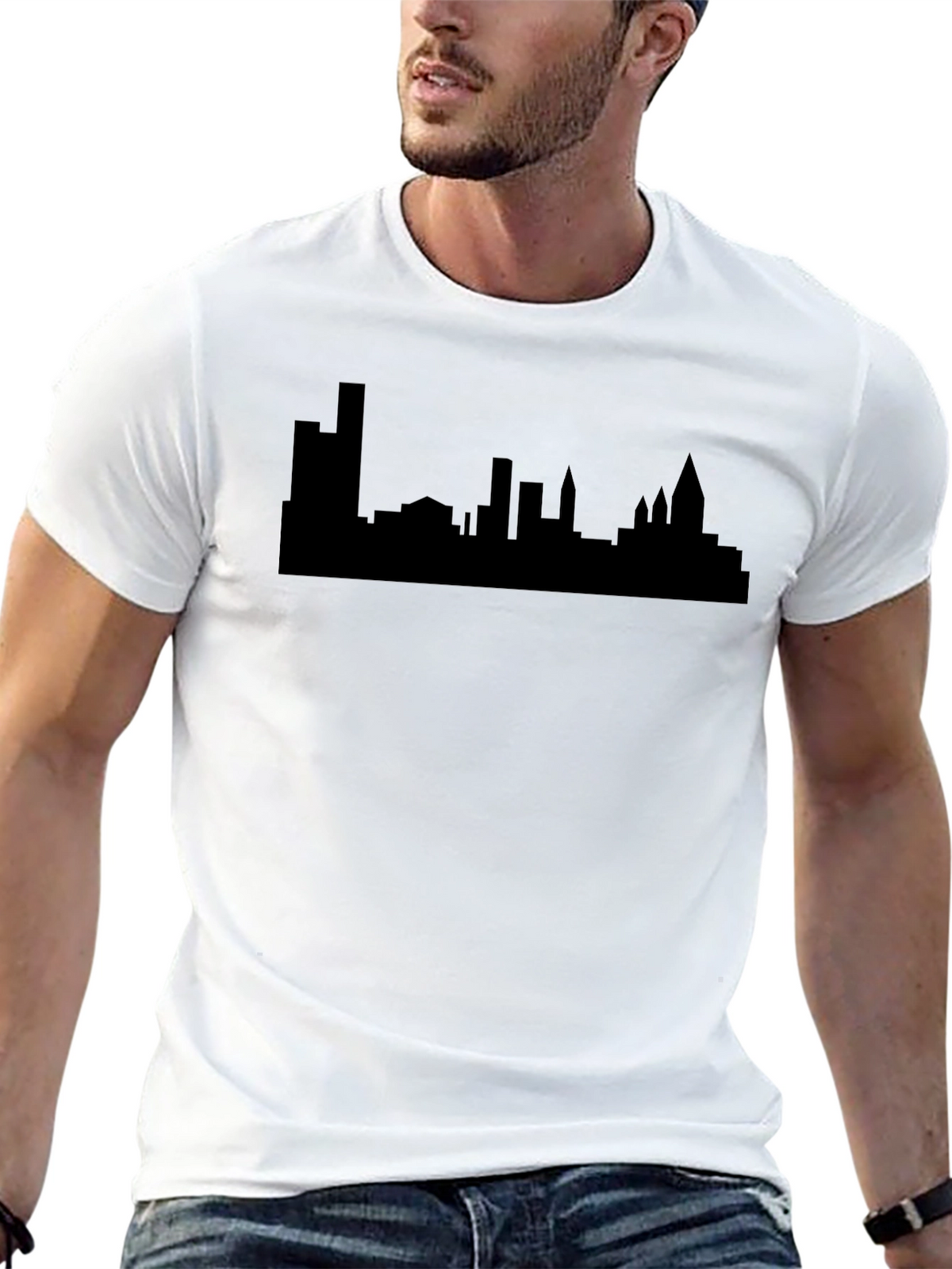 Cityscape Silhouette Graphic Tee - Modern Urban Style
