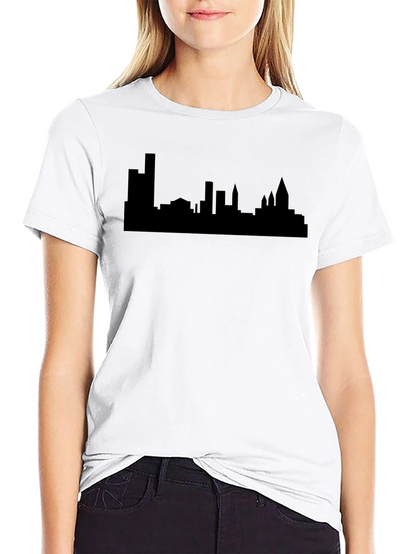 Cityscape Silhouette Graphic Tee - Modern Urban Style