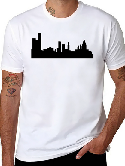 Cityscape Silhouette Graphic Tee - Modern Urban Style