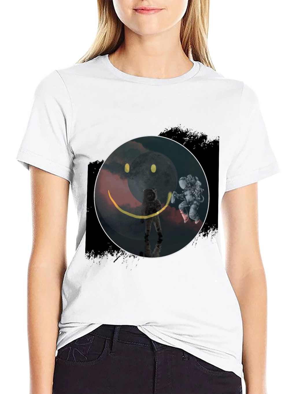 Astronaut Smiley Face Graphic Tee