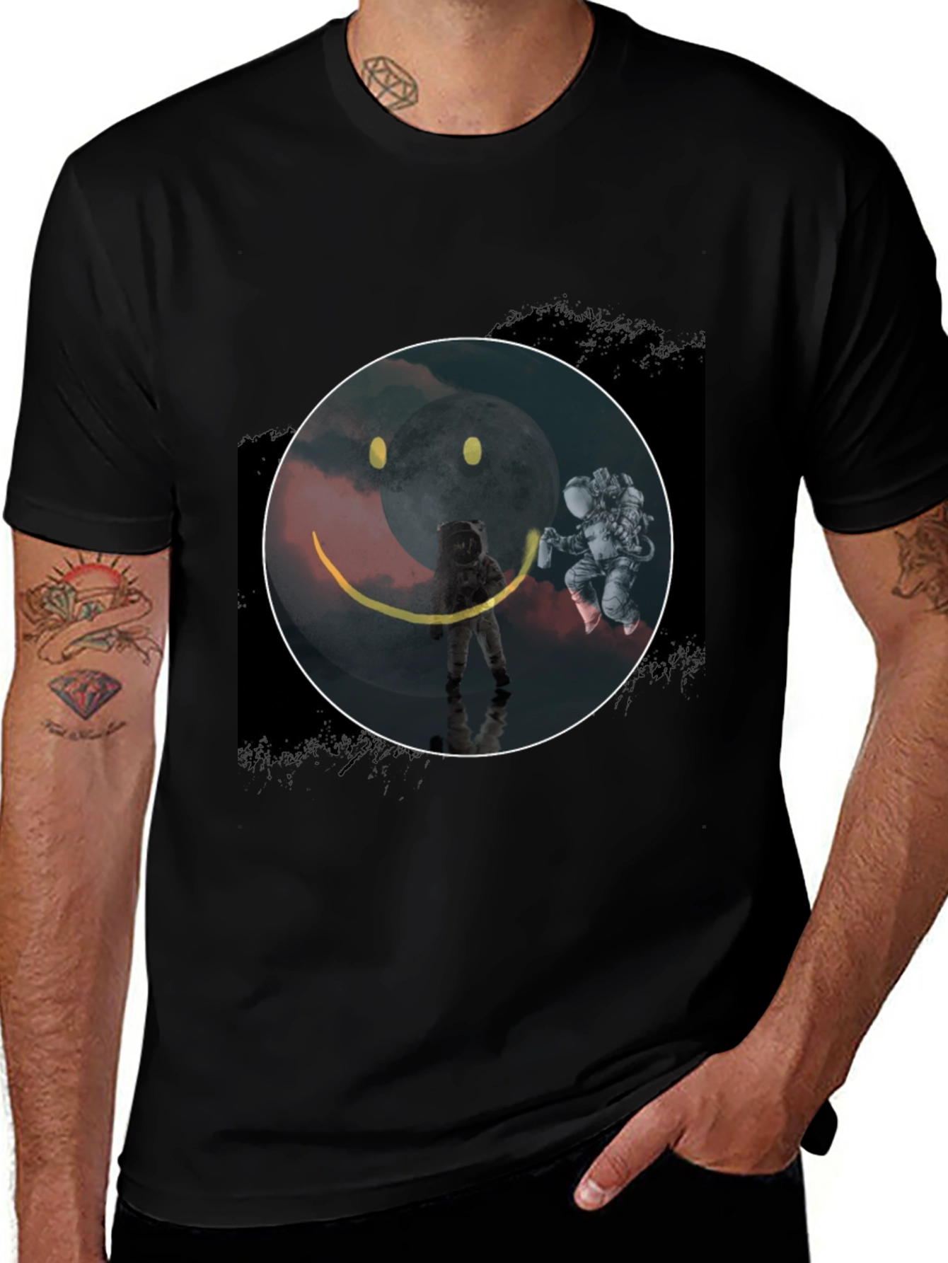 Astronaut Smiley Face Graphic Tee