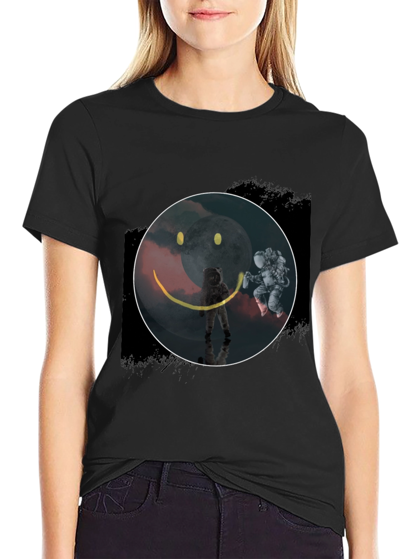 Astronaut Smiley Face Graphic Tee