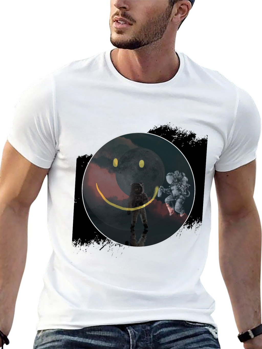 Astronaut Smiley Face Graphic Tee