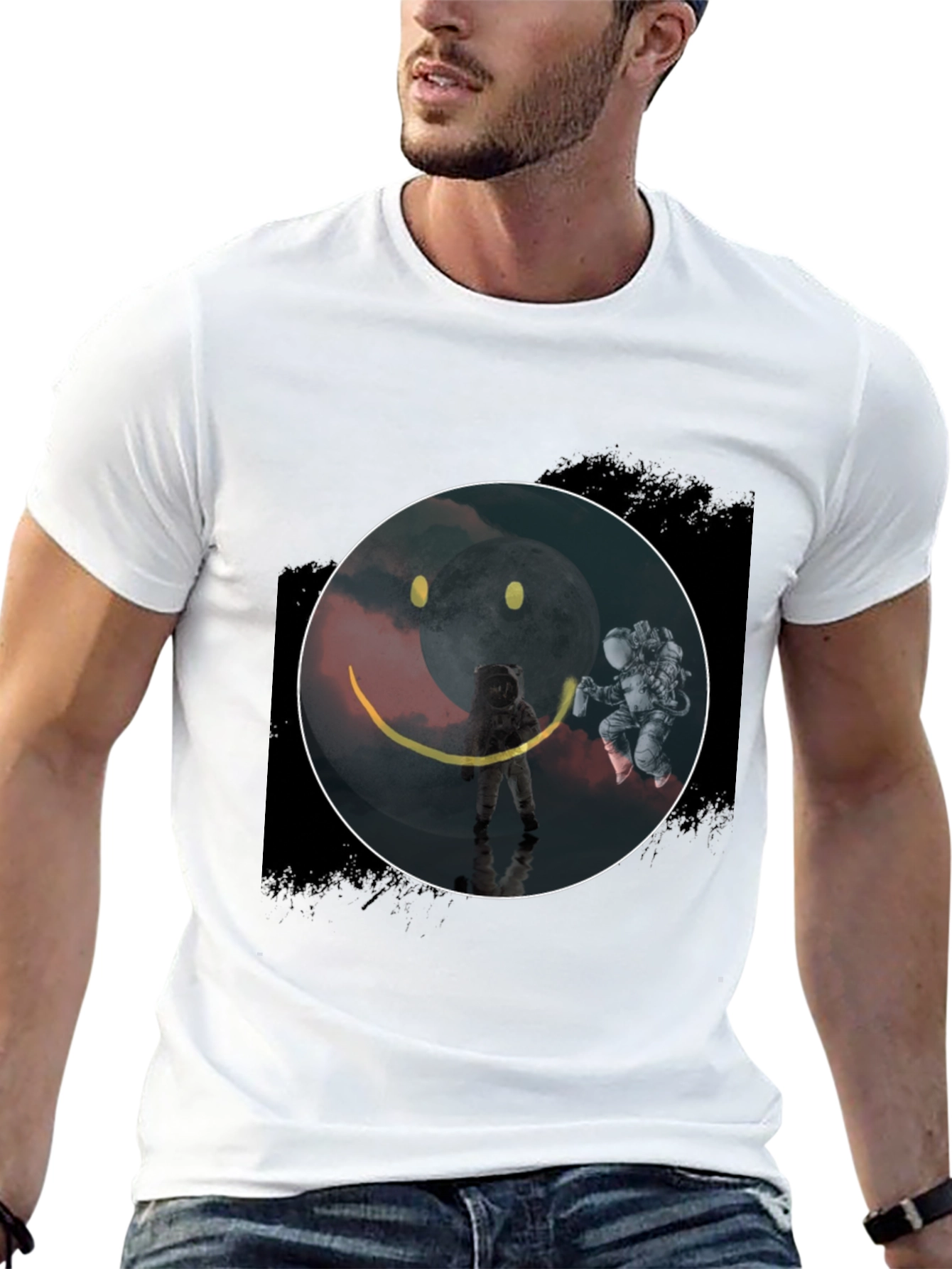 Astronaut Smiley Face Graphic Tee