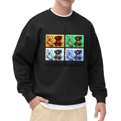 Be My Teddy Bear Pop Art Teddy Bear Crewneck Sweatshirt | Retro Valentine's Day Graphic Pullover, Sweet Gift