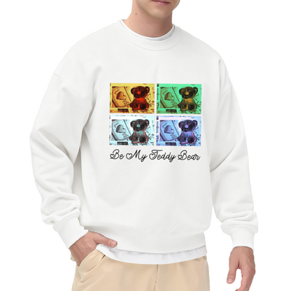 Be My Teddy Bear Pop Art Teddy Bear Crewneck Sweatshirt | Retro Valentine's Day Graphic Pullover, Sweet Gift