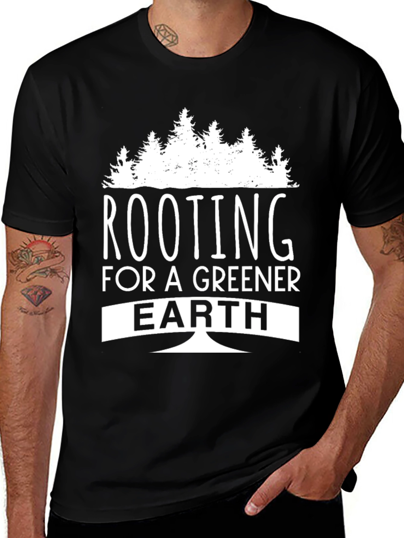 Rooting for a Greener Earth Graphic Tee - Black