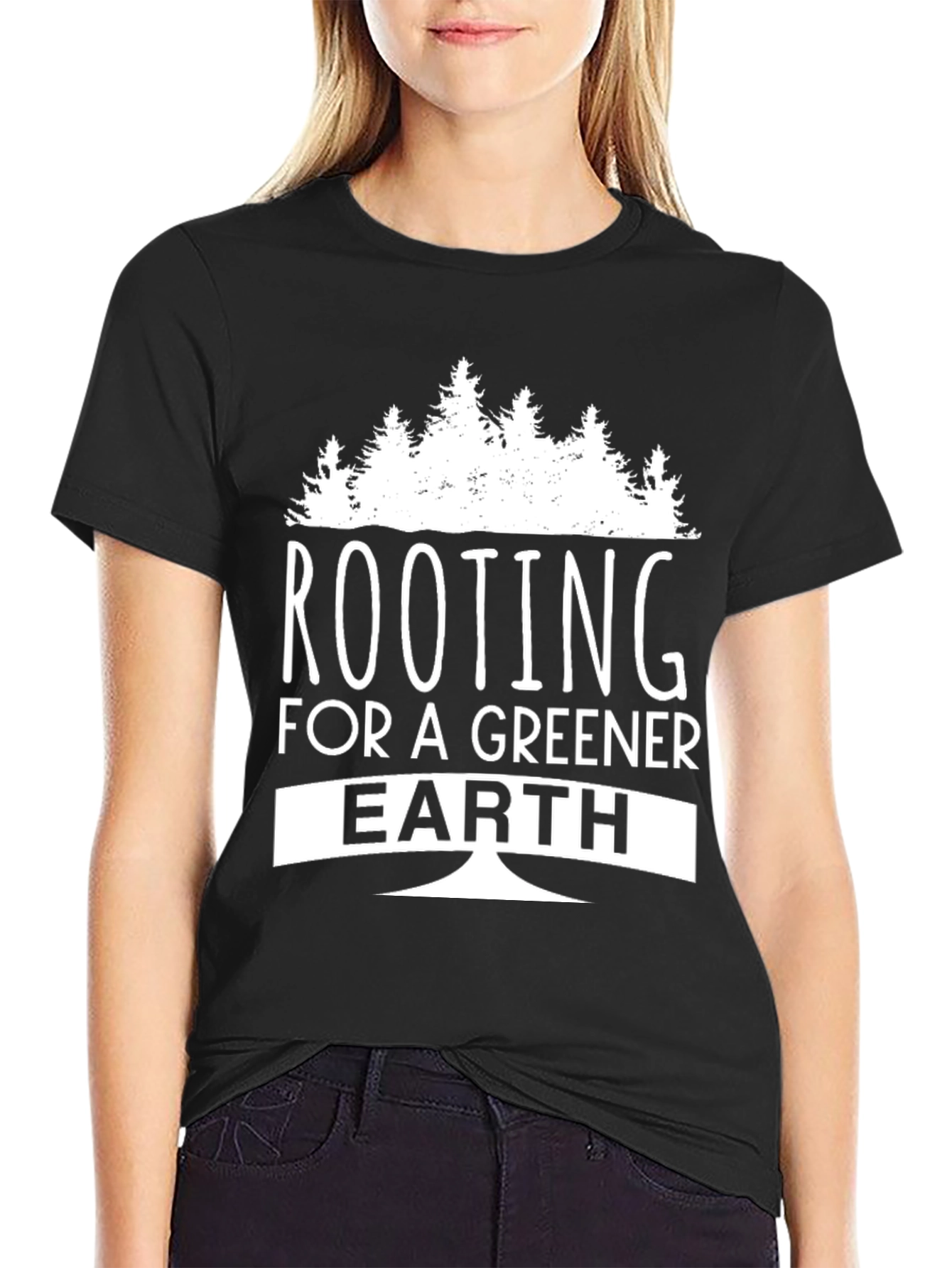 Rooting for a Greener Earth Graphic Tee - Black