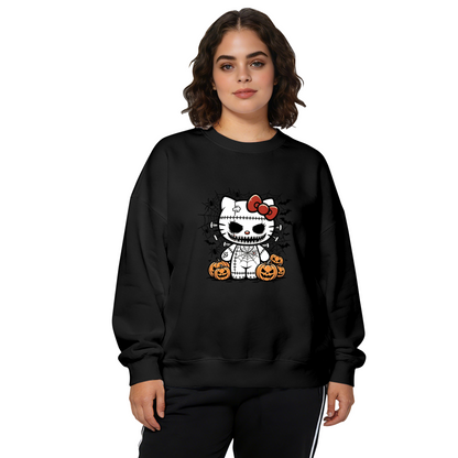 Spooky Halloween Voodoo Hello Kitty Pumpkin Crewneck Sweatshirt
