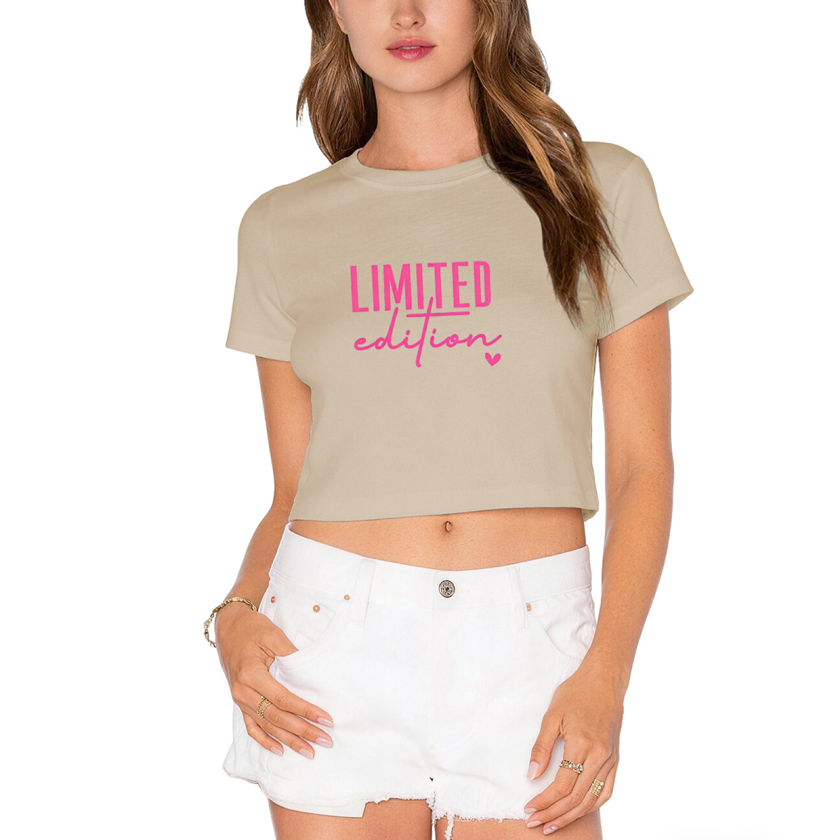 Limited Edition Hot Pink Script Black Crop Top ¨C Trendy Girly Heart Print Tee