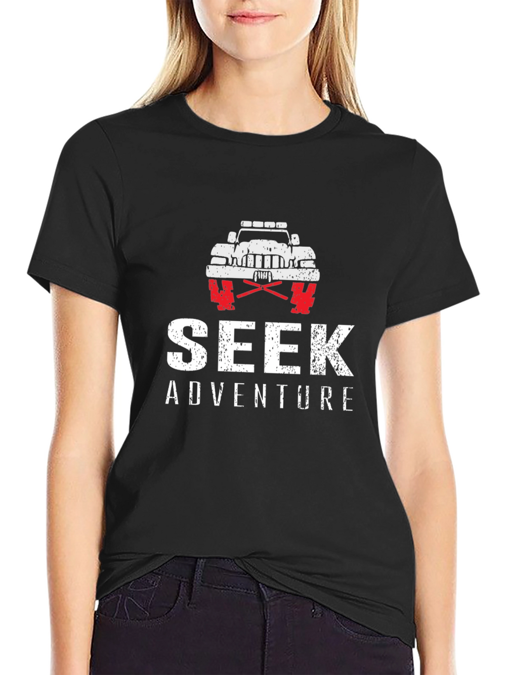 Seek Adventure Black Graphic T-Shirt
