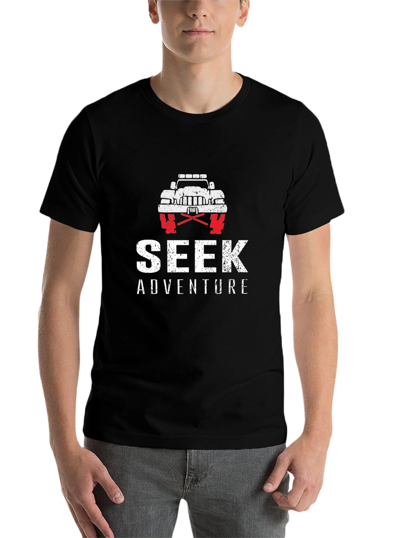 Seek Adventure Black Graphic T-Shirt