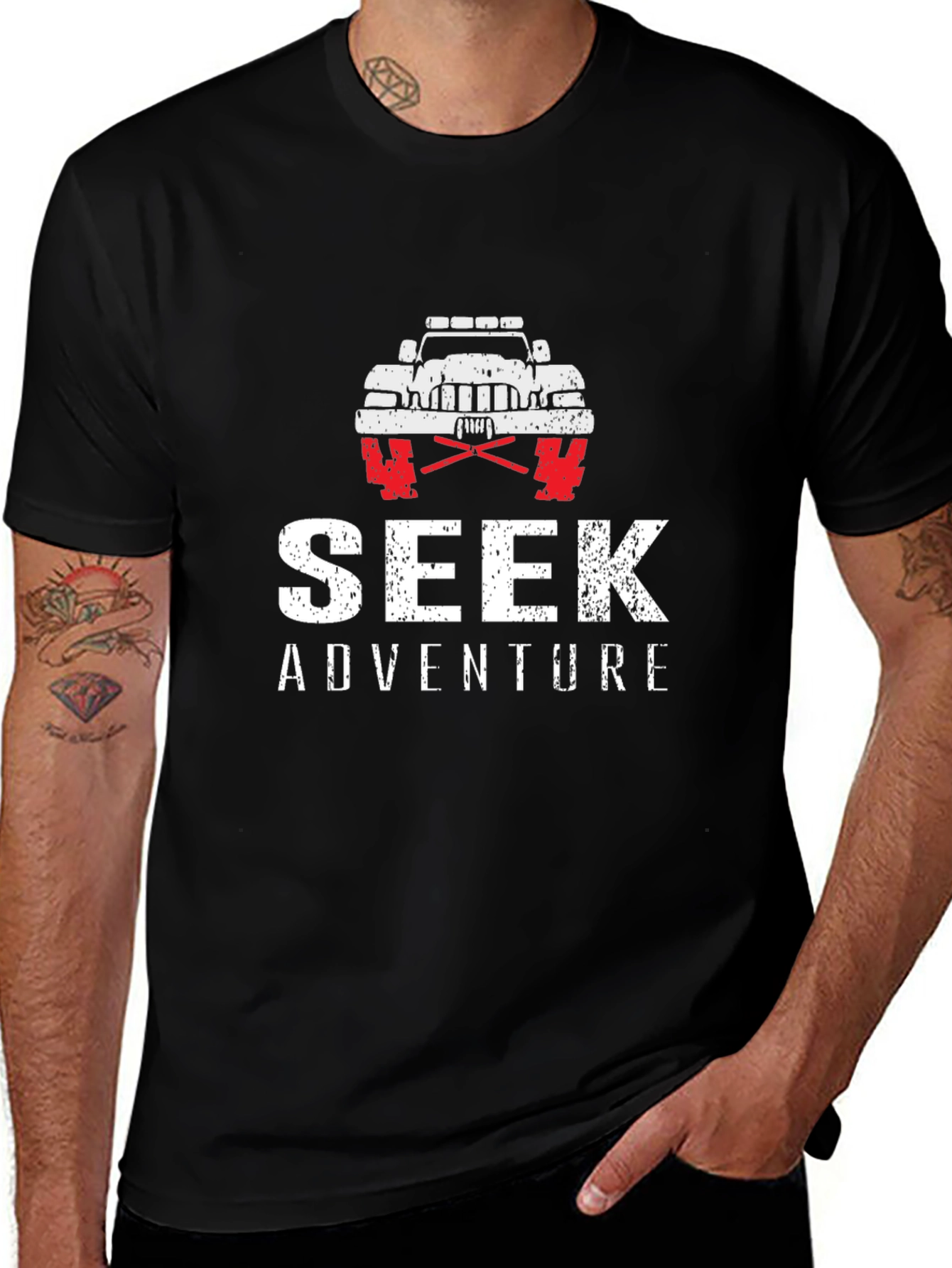 Seek Adventure Black Graphic T-Shirt
