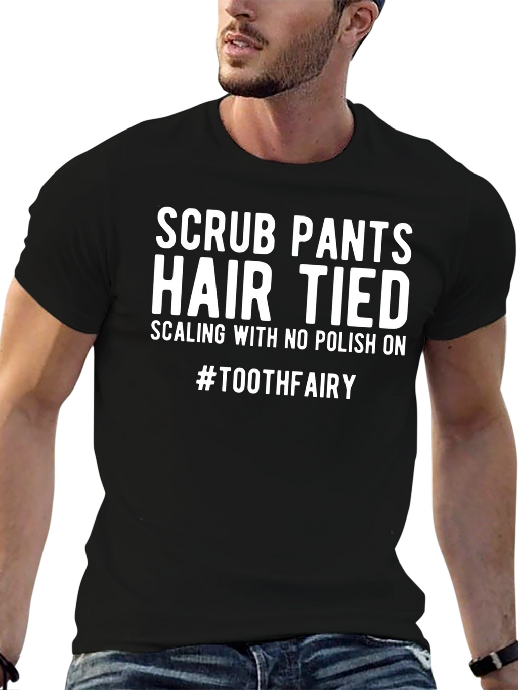Tooth Fairy Graphic Tee - Scrub Pants Hair Tied