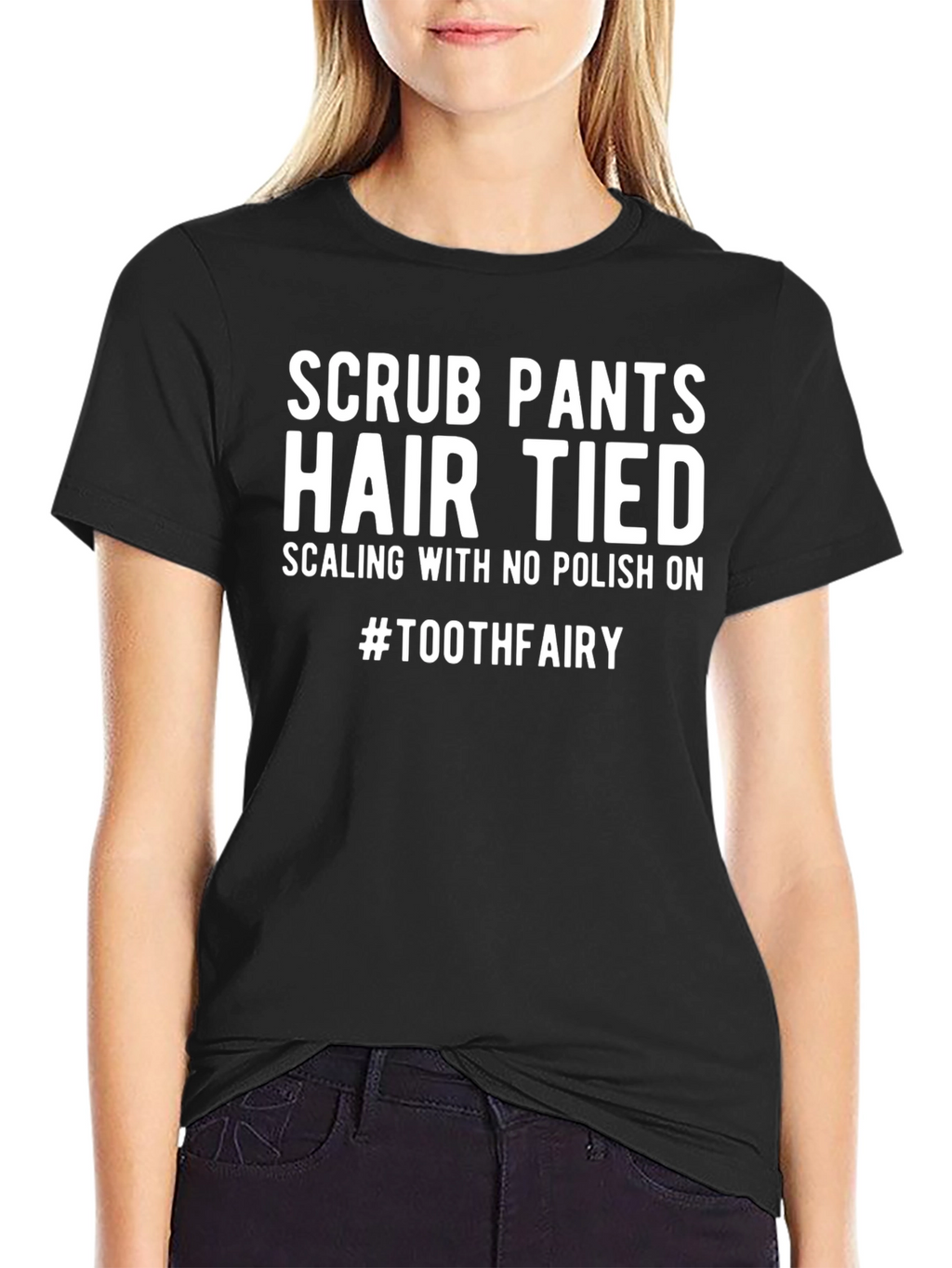 Tooth Fairy Graphic Tee - Scrub Pants Hair Tied