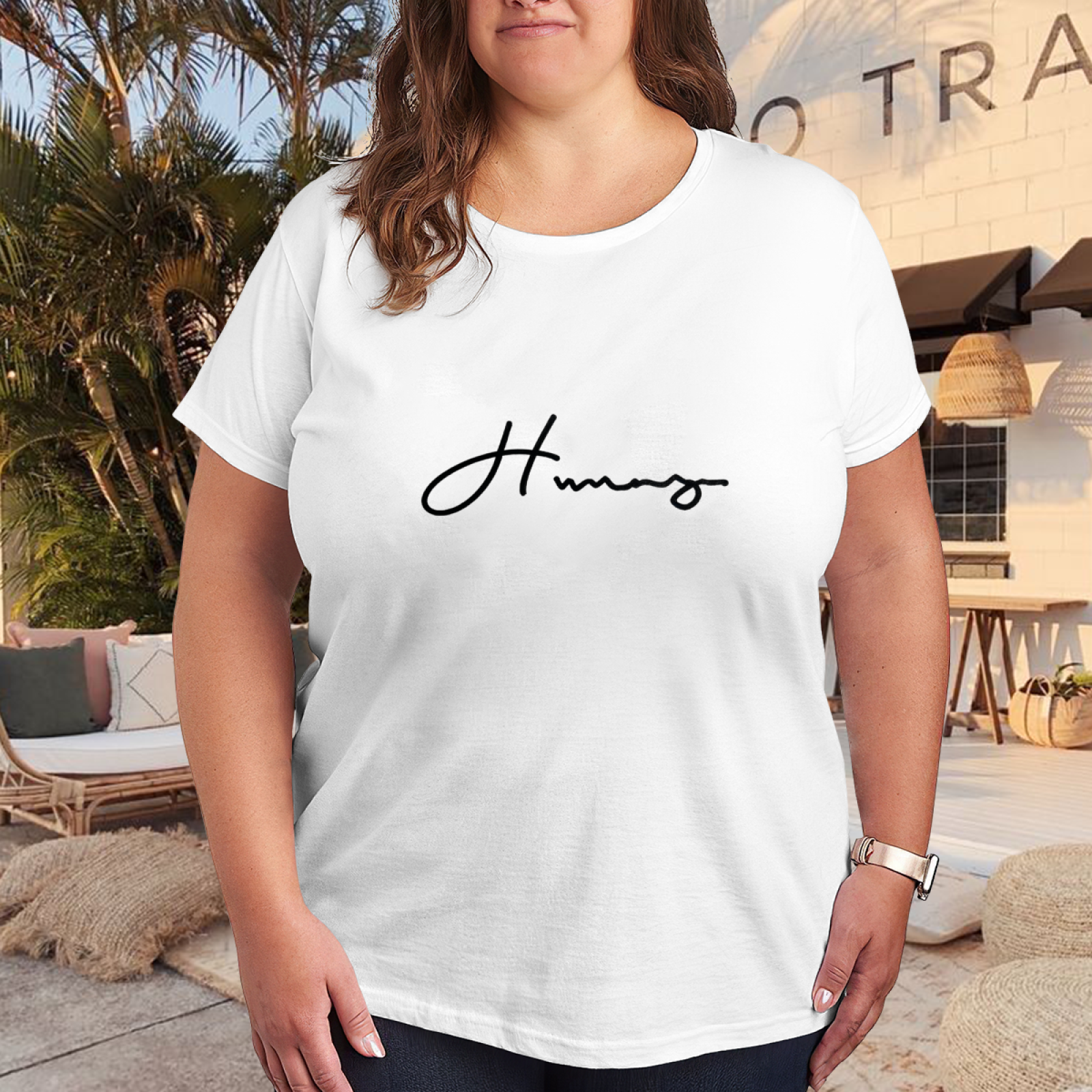 Elegant Cursive Hannah Custom Name Minimal Handwriting Women¡¯s Tee