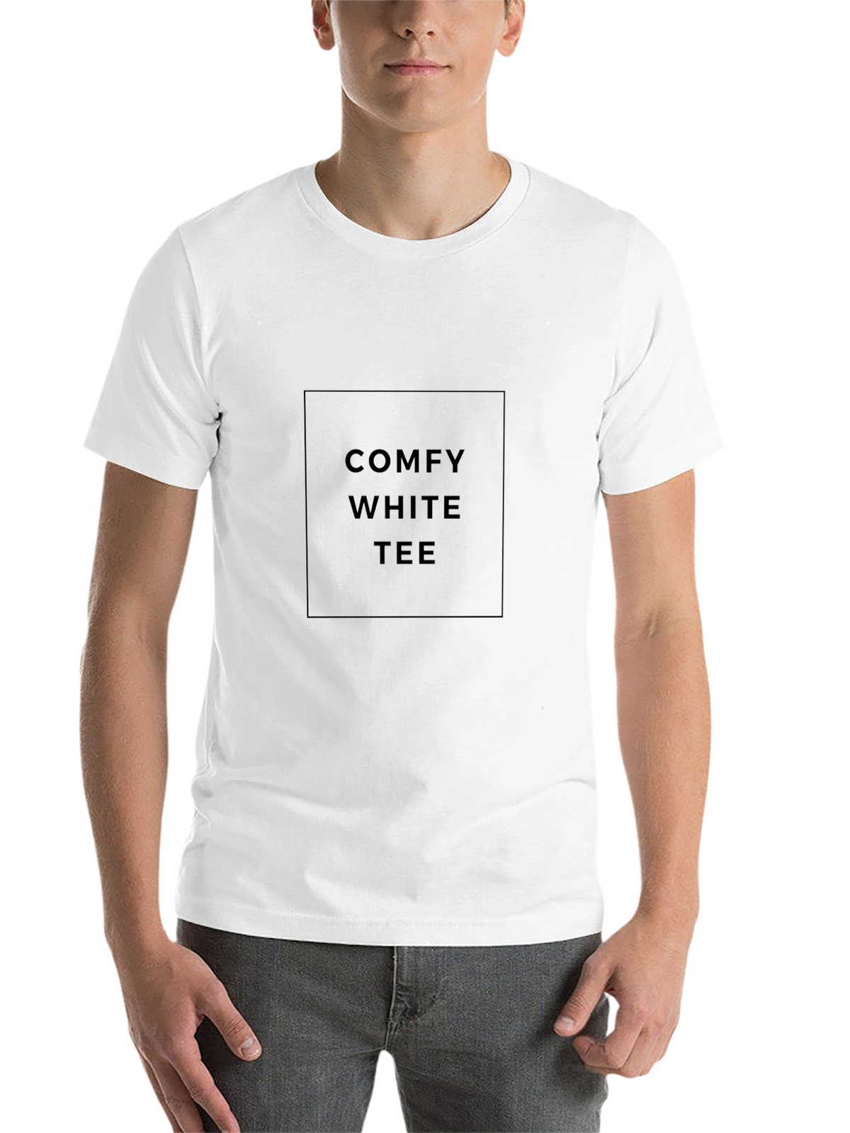 Comfy White Tee Graphic Mens Black T-Shirt