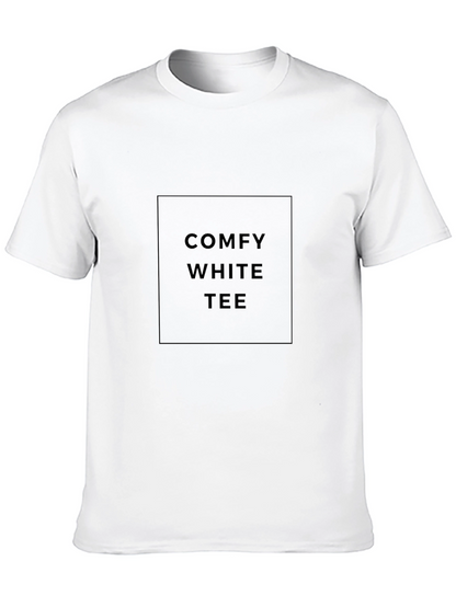 Comfy White Tee Graphic Mens Black T-Shirt
