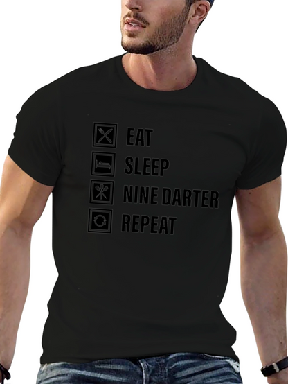 Eat Sleep Nine Darter Repeat Black T-Shirt
