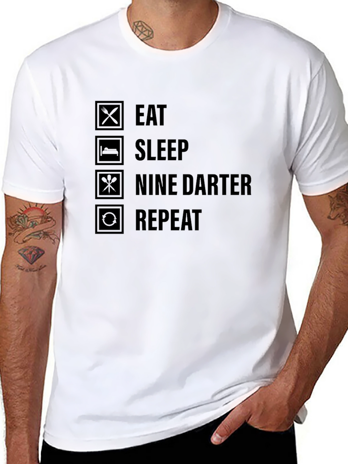 Eat Sleep Nine Darter Repeat Black T-Shirt