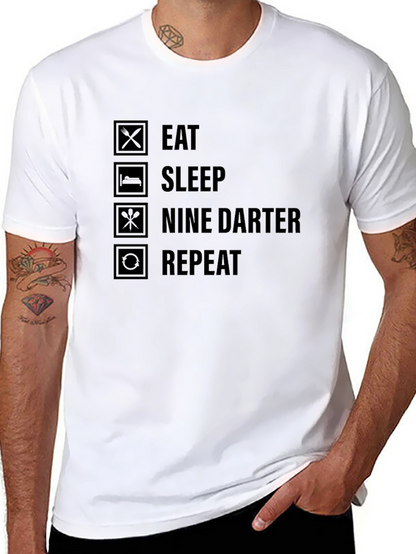 Eat Sleep Nine Darter Repeat Black T-Shirt