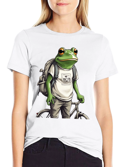 Frog on Bike T-Shirt - Quirky Animal Tee