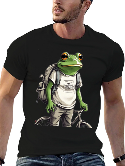 Frog on Bike T-Shirt - Quirky Animal Tee