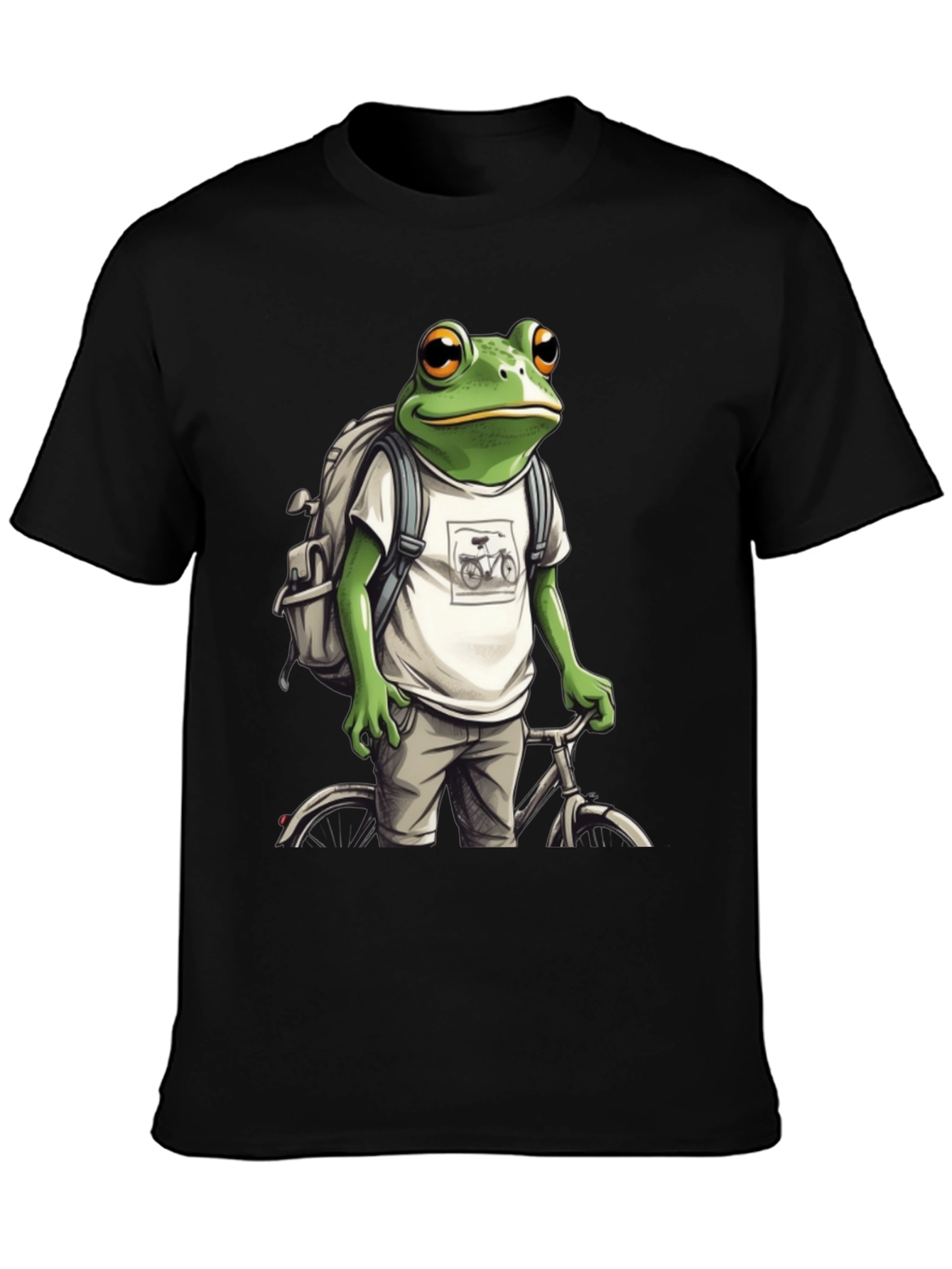 Frog on Bike T-Shirt - Quirky Animal Tee