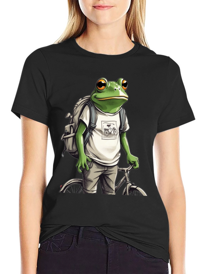 Frog on Bike T-Shirt - Quirky Animal Tee