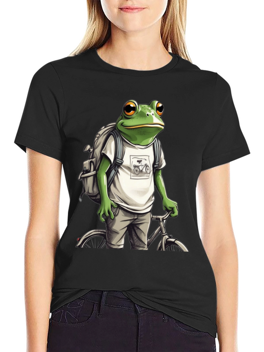 Frog on Bike T-Shirt - Quirky Animal Tee