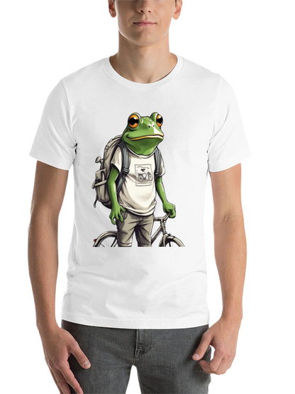 Frog on Bike T-Shirt - Quirky Animal Tee