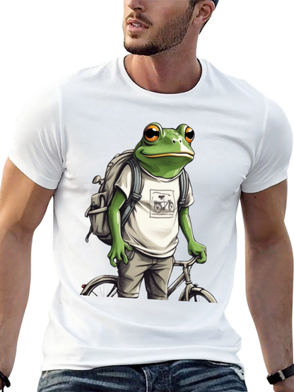 Frog on Bike T-Shirt - Quirky Animal Tee