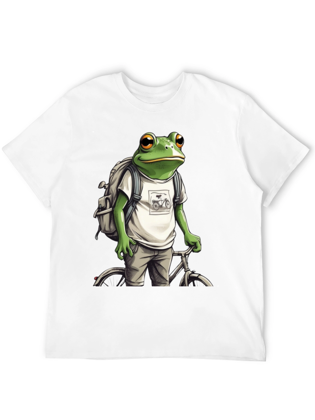 Frog on Bike T-Shirt - Quirky Animal Tee
