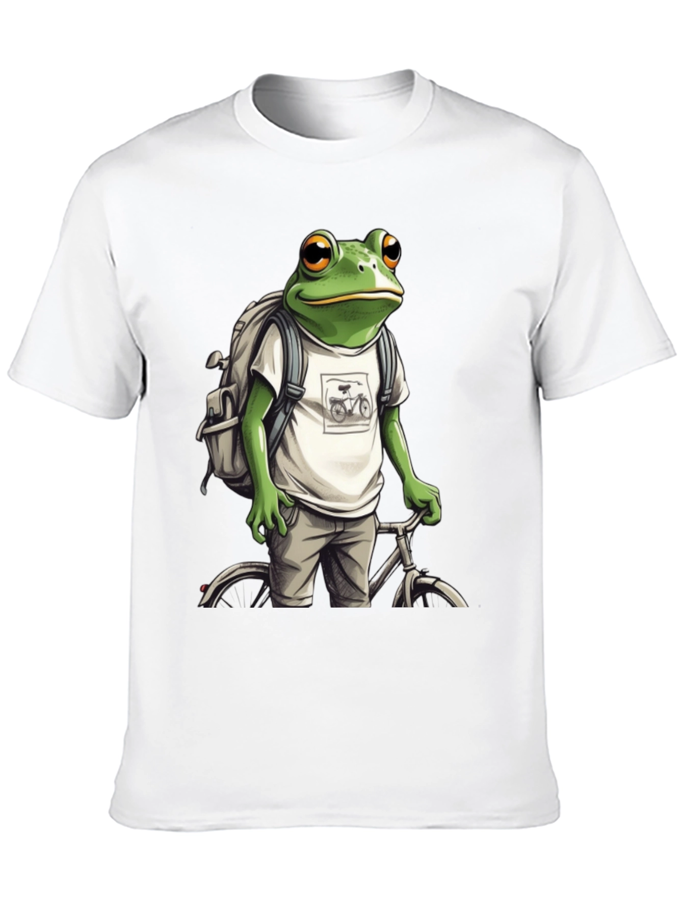 Frog on Bike T-Shirt - Quirky Animal Tee